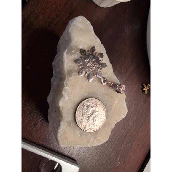 Vintage Oro Maya Sterling Silver Sun Pendant **950** Signed unique! 5.6 g 43mm - Picture 6 of 6